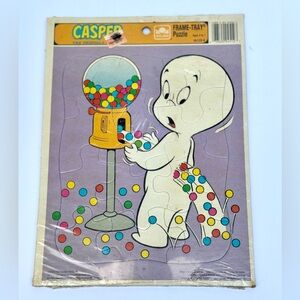 Vintage 90’s Casper The Friendly Ghost Golden Frame Tray Puzzle Collectible NIP